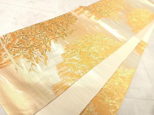 平和屋着物◎六通柄袋帯　枝松文　金糸　正絹　逸品　AAAY2166yx