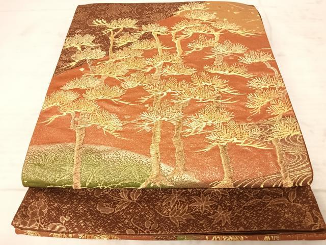 平和屋着物◎太鼓柄袋帯　枝松文　金糸　正絹　逸品　AAAY2167yx