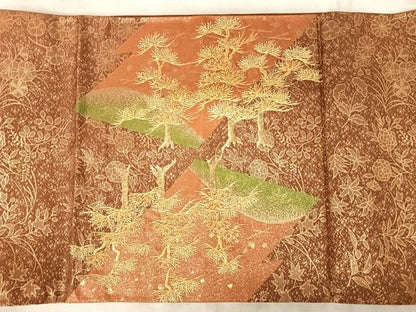 平和屋着物◎太鼓柄袋帯　枝松文　金糸　正絹　逸品　AAAY2167yx