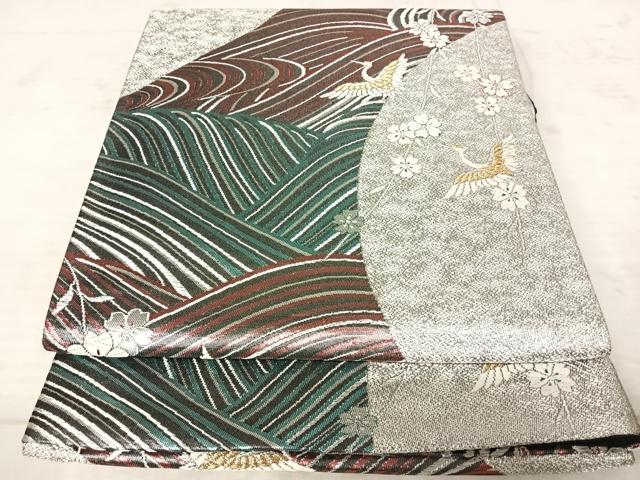 平和屋着物◎六通柄袋帯　飛鶴花文　金銀糸　正絹　逸品　AAAY2168yx