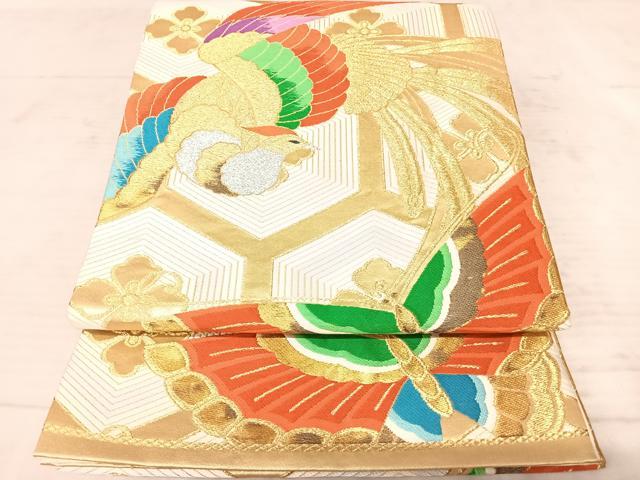 平和屋着物◎六通柄袋帯　鳳凰花文　金銀糸　正絹　逸品　AAAY2193yx