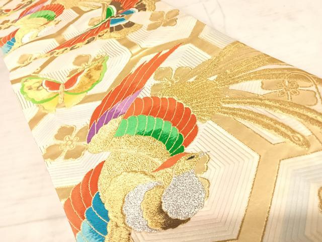 平和屋着物◎六通柄袋帯　鳳凰花文　金銀糸　正絹　逸品　AAAY2193yx