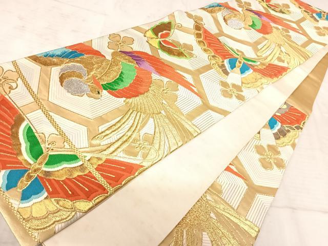 平和屋着物◎六通柄袋帯　鳳凰花文　金銀糸　正絹　逸品　AAAY2193yx