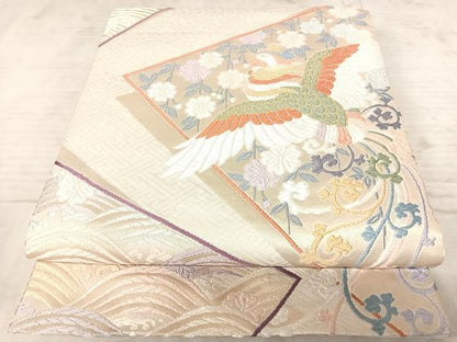 平和屋着物◎六通柄袋帯　唐織　鳳凰花文　金糸　正絹　逸品　AAAY2200yx