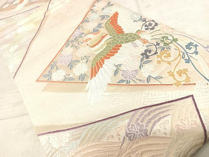 平和屋着物◎六通柄袋帯　唐織　鳳凰花文　金糸　正絹　逸品　AAAY2200yx