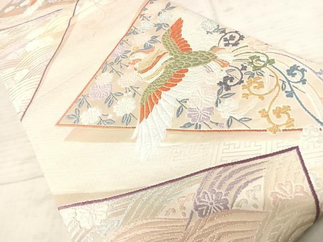 平和屋着物◎六通柄袋帯　唐織　鳳凰花文　金糸　正絹　逸品　AAAY2200yx