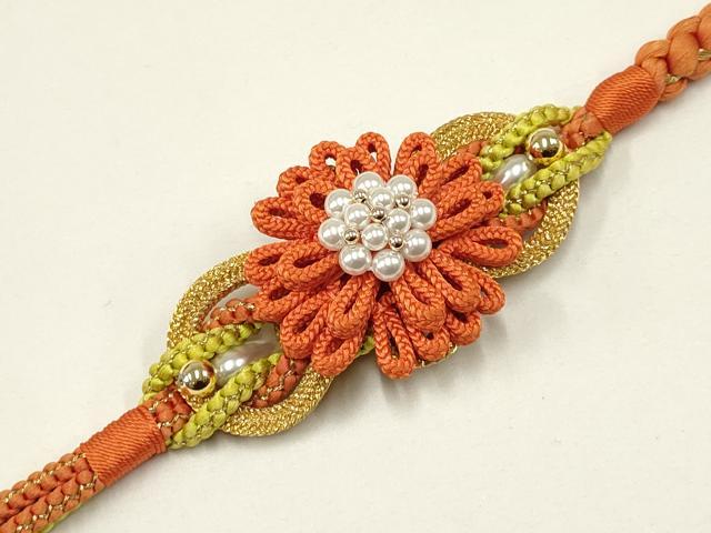 平和屋着物●和装小物　振袖用帯締め　装飾　パール　ビーズ　金糸　日本製　逸品　未使用　AAAY2282ay