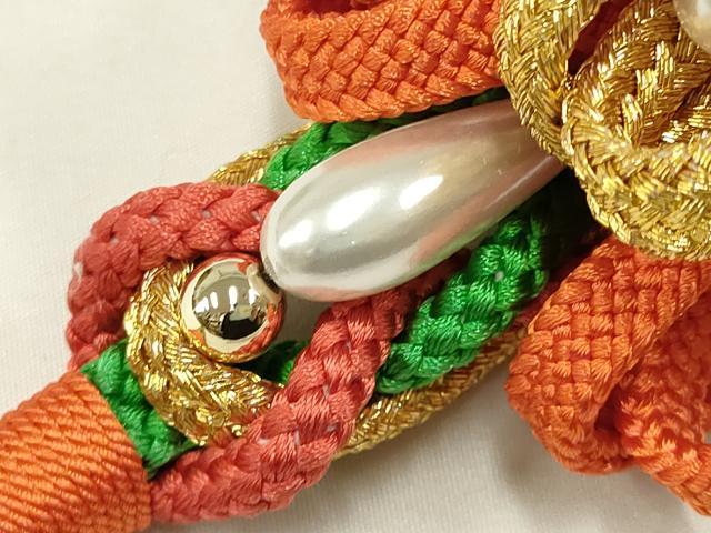 平和屋着物●和装小物 振袖用帯締め 翠嵐工房 装飾 パール ビーズ 金糸 日本製 逸品 未使用 AAAY2286ay
