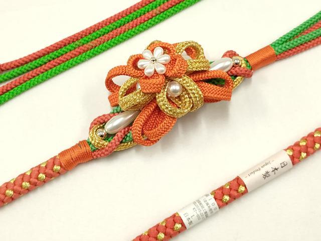 平和屋着物●和装小物 振袖用帯締め 翠嵐工房 装飾 パール ビーズ 金糸 日本製 逸品 未使用 AAAY2286ay