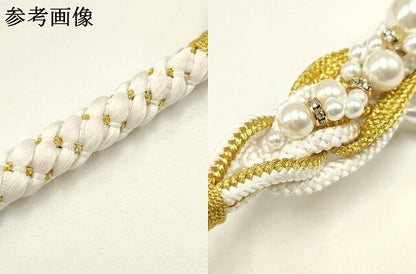 平和屋着物●和装小物　振袖用帯締め　装飾　パール　ラインストーン　ビーズ　金糸　撚り房　逸品　AAAY2287ay