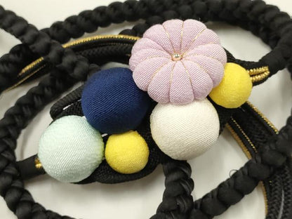 平和屋着物●和装小物 振袖用帯締め 装飾 ちりめん細工 ビーズ 金糸 撚り房 逸品 AAAY2290ay