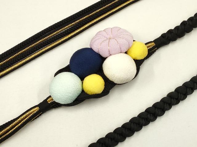 平和屋着物●和装小物 振袖用帯締め 装飾 ちりめん細工 ビーズ 金糸 撚り房 逸品 AAAY2290ay