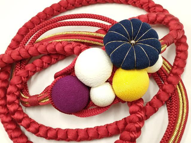 平和屋着物●和装小物 振袖用帯締め 装飾 ちりめん細工 ビーズ 金糸 撚り房 逸品 AAAY2291ay