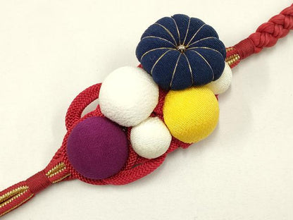 平和屋着物●和装小物 振袖用帯締め 装飾 ちりめん細工 ビーズ 金糸 撚り房 逸品 AAAY2291ay