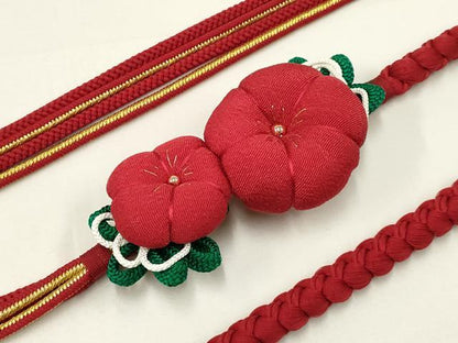 平和屋着物●和装小物　振袖用帯締め　装飾　ちりめん細工　ビーズ　金糸　撚り房　逸品　AAAY2292ay