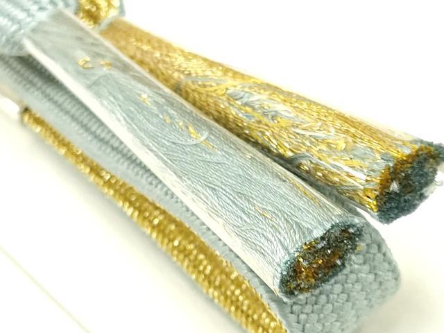 平和屋着物●和装小物　帯締め・帯揚げセット　高麗組 綾出し　暈し　舞花文　金糸　金彩　正絹　逸品　未使用　AAAY2312ay