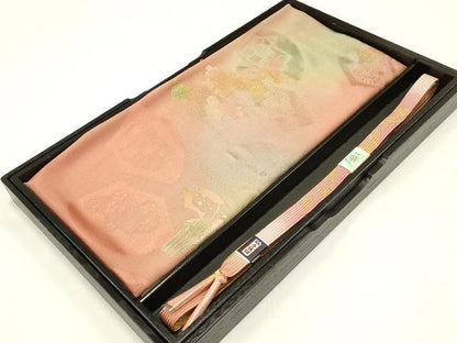 平和屋着物●和装小物　帯締め・帯揚げセット　高麗組 綾出し　地紙花文　暈し染め　金糸　金彩　逸品　未使用　AAAY2314ay
