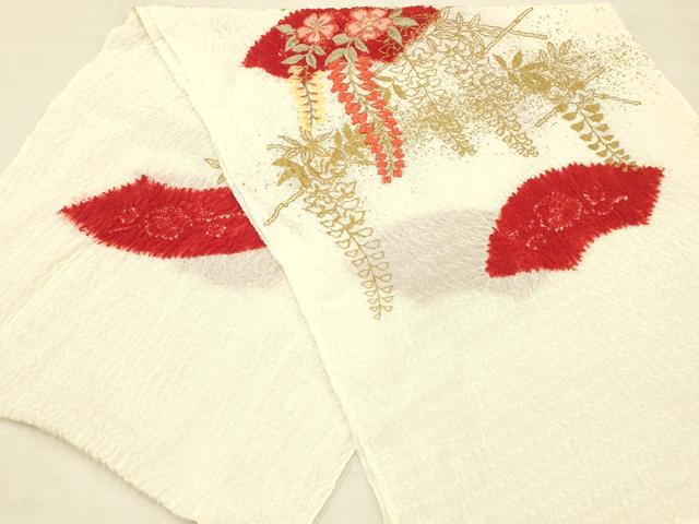 平和屋着物●和装小物 帯締め・帯揚げセット 振袖用 絞り 刺繍 地紙花文 金糸 金彩 撚り房 逸品 AAAY2321ay