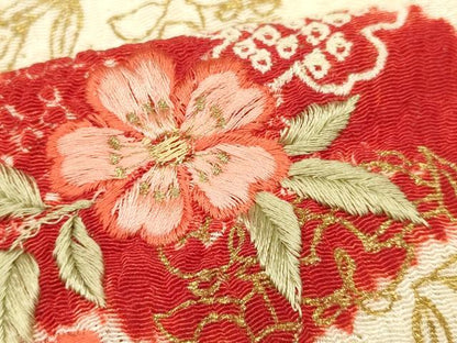 平和屋着物●和装小物 帯締め・帯揚げセット 振袖用 絞り 刺繍 地紙花文 金糸 金彩 撚り房 逸品 AAAY2321ay