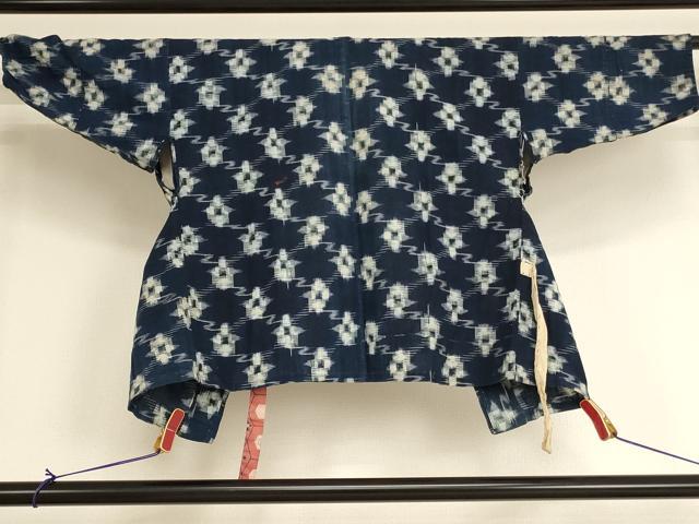 平和屋着物[]子供 男の子 久留米絣 単衣 絣文様 鉄砲袖 綿 逸品 AAAY2429ja