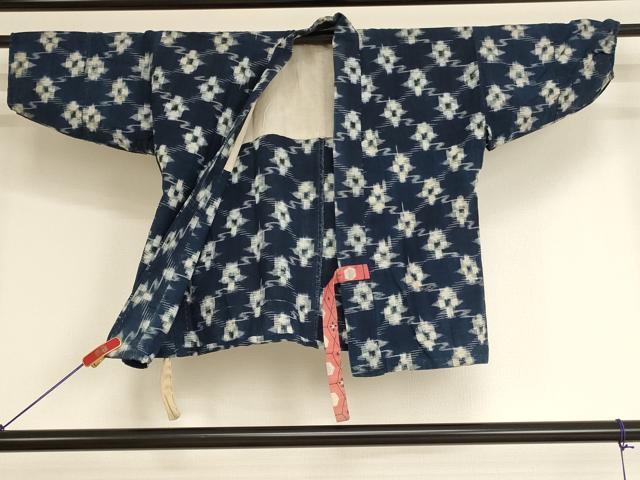 平和屋着物[]子供 男の子 久留米絣 単衣 絣文様 鉄砲袖 綿 逸品 AAAY2429ja