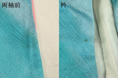 平和屋着物[]フランソワーズ・モレシャン　十三参り　祝着　斜縞　暈し染め　銀通し地　正絹　逸品　AAAY2474ja