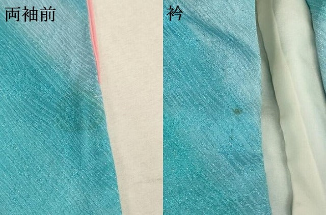 平和屋着物[]フランソワーズ・モレシャン　十三参り　祝着　斜縞　暈し染め　銀通し地　正絹　逸品　AAAY2474ja