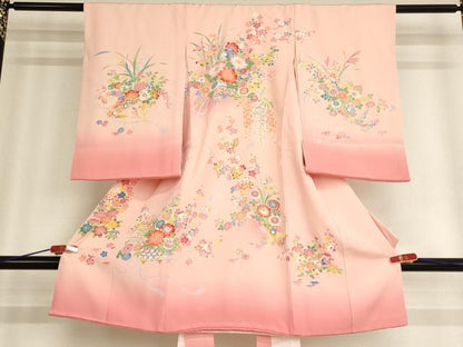 平和屋着物[]お宮参り　女の子　祝着　産着　初着　のしめ　飾花文　暈し染め　逸品　AAAY2478ja