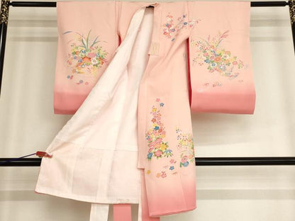 平和屋着物[]お宮参り　女の子　祝着　産着　初着　のしめ　飾花文　暈し染め　逸品　AAAY2478ja