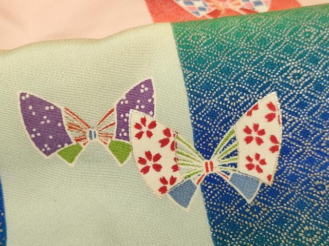 平和屋着物∵十三参り 祝着 舞蝶間道 暈し染め 金彩 正絹 逸品 AAAY2482ja