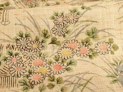 平和屋着物■上質な紬　風景花文　正絹　逸品　AAAY2548ja