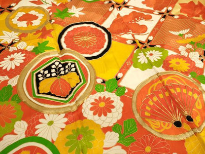 平和屋着物∵女の子 十三参り 子供 祝着 駒刺繍 花丸文 金彩 逸品 AAAY2551ja