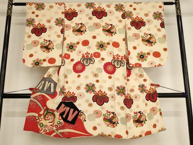 平和屋着物[]七五三　女の子　5歳　祝着　鳳凰花文　金銀彩　逸品　AAAY2552ja