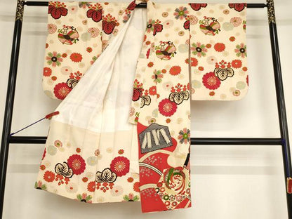 平和屋着物[]七五三　女の子　5歳　祝着　鳳凰花文　金銀彩　逸品　AAAY2552ja