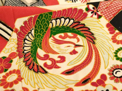 平和屋着物[]七五三　女の子　5歳　祝着　鳳凰花文　金銀彩　逸品　AAAY2552ja