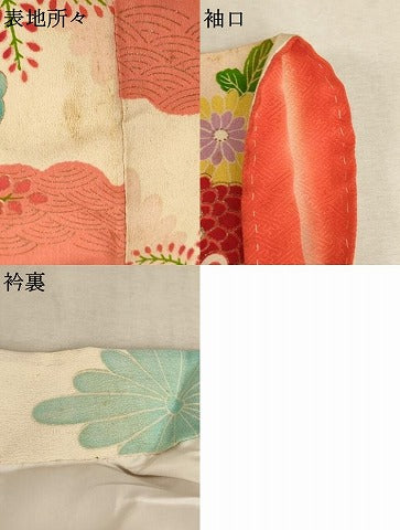 平和屋着物∵セミアンティーク 女の子 十三参り 子供 祝着 花蝶丸文 金彩 逸品 AAAY2556ja