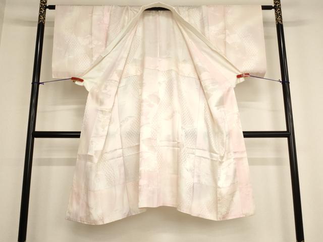 平和屋着物■長襦袢　無双仕立て　扇面花地紋　暈し染め　正絹　逸品　AAAY2655ja