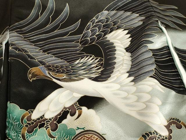 平和屋着物[]お宮参り　男の子　祝着　産着　初着　のしめ　鷹　松　武具　暈し染め　金彩　AAAY2696ja