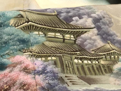 平和屋着物■豪華黒留袖　作家物　手描き　風景文　暈し染め　正絹　逸品　AAAY2824ja