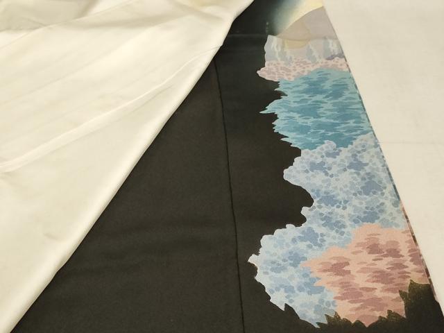 平和屋着物■豪華黒留袖　作家物　手描き　風景文　暈し染め　正絹　逸品　AAAY2824ja