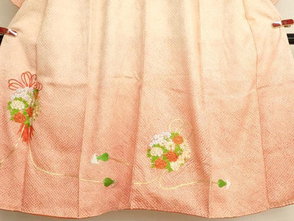 平和屋着物∵女の子 十三参り 子供 祝着 駒刺繍 絞り くす玉文 暈し染め 正絹 逸品 AAAY2840ja