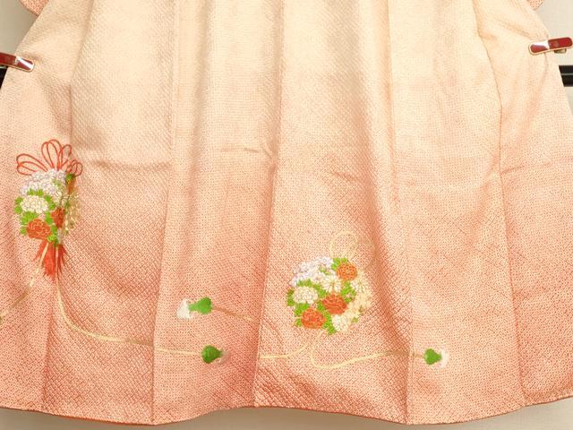 平和屋着物∵女の子 十三参り 子供 祝着 駒刺繍 絞り くす玉文 暈し染め 正絹 逸品 AAAY2840ja