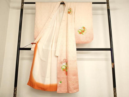 平和屋着物∵女の子 十三参り 子供 祝着 駒刺繍 絞り くす玉文 暈し染め 正絹 逸品 AAAY2840ja