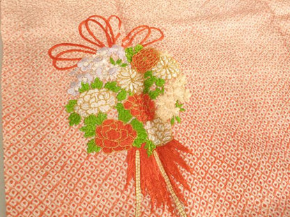 平和屋着物∵女の子 十三参り 子供 祝着 駒刺繍 絞り くす玉文 暈し染め 正絹 逸品 AAAY2840ja