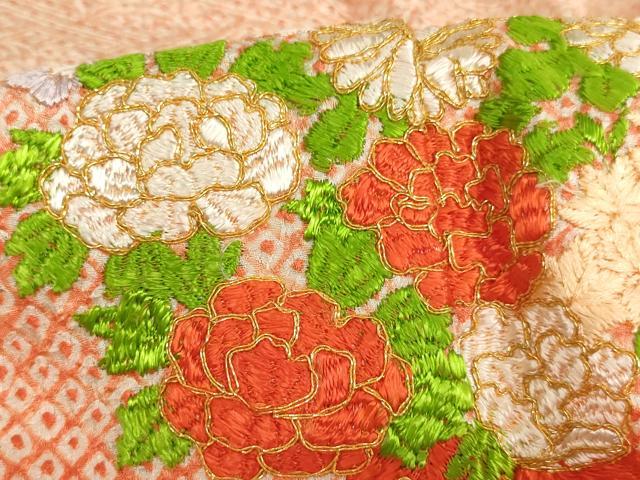 平和屋着物∵女の子 十三参り 子供 祝着 駒刺繍 絞り くす玉文 暈し染め 正絹 逸品 AAAY2840ja