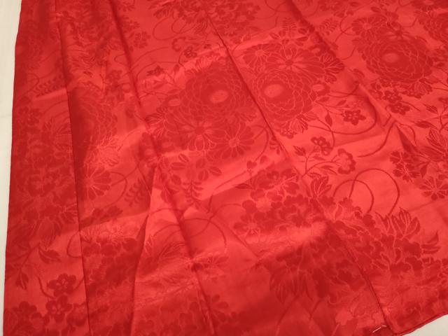 平和屋着物●上質な長襦袢 袷 草花地紋 猩々緋色 正絹 逸品 AAAY2847ja