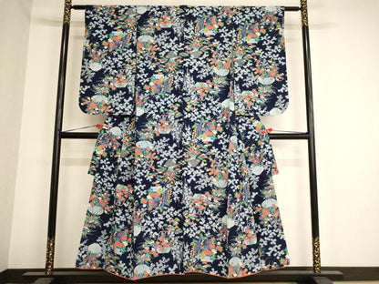 平和屋着物∵女の子 十三参り 子供 祝着 花籠文 正絹 逸品 AAAY2849ja