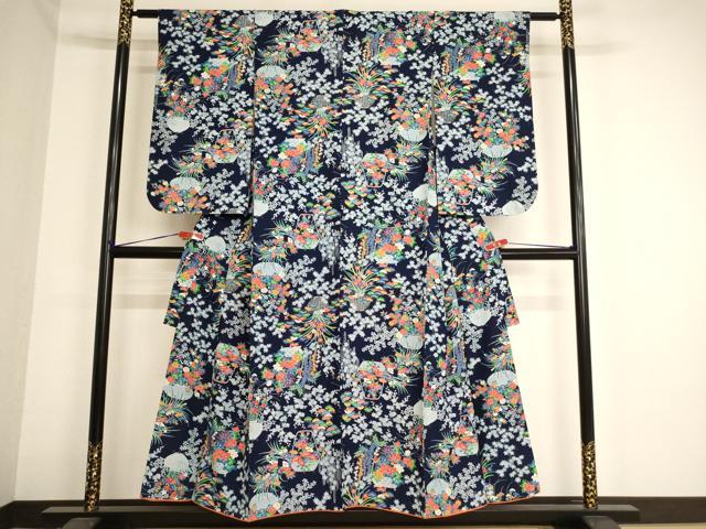 平和屋着物∵女の子 十三参り 子供 祝着 花籠文 正絹 逸品 AAAY2849ja