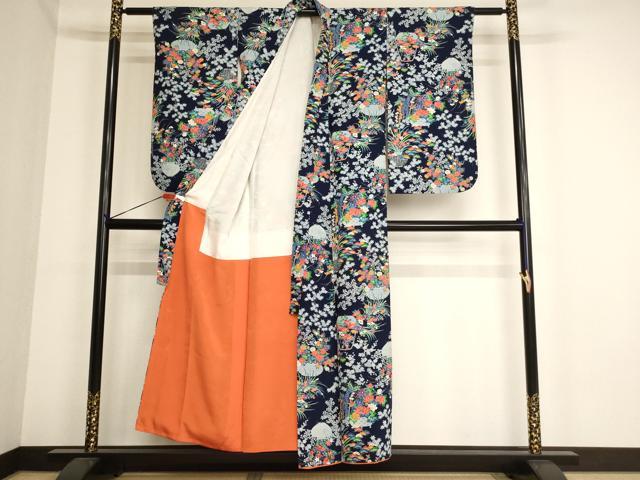 平和屋着物∵女の子 十三参り 子供 祝着 花籠文 正絹 逸品 AAAY2849ja