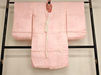 平和屋着物[]七五三　女の子　７歳　祝着　四つ身　長襦袢セット　天井花文　金彩　正絹　逸品　AAAY2869ja